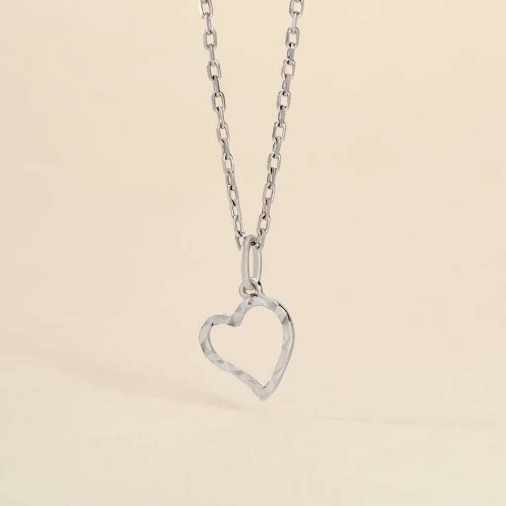 Marc Orian Pendentifs|Pendentifs > Pendentif Heck Coeur Strie Or Blanc