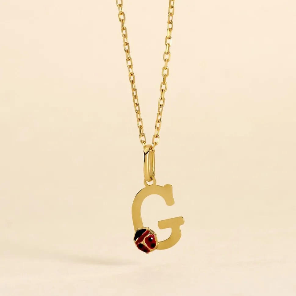 Pendentif Helidie Coccinelle Lettre Or Jaune