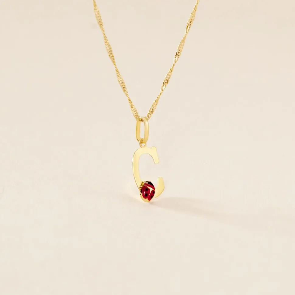 Pendentif Helidie Coccinelle Lettre Or Jaune
