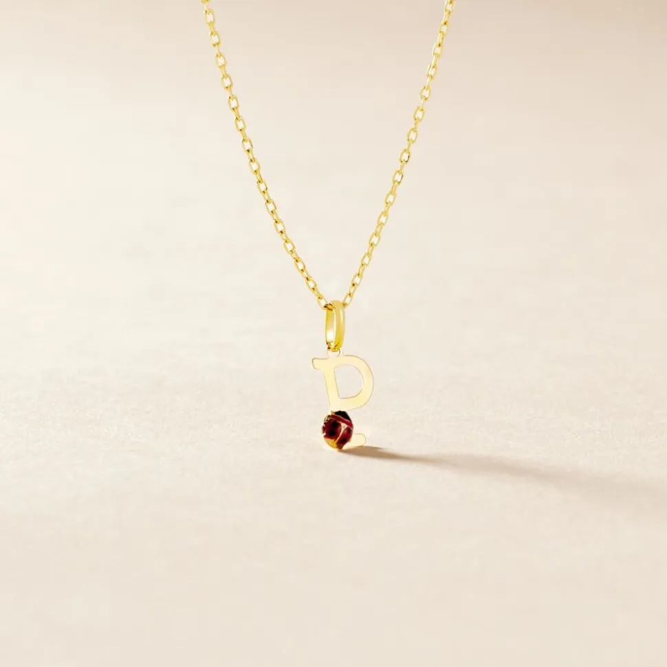 Pendentif Helidie Coccinelle Lettre Or Jaune