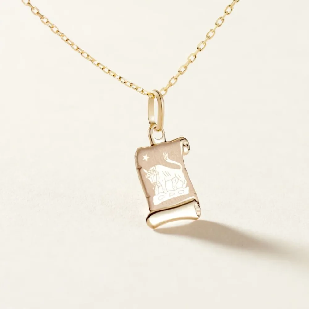 Marc Orian Pendentifs|Pendentifs Personnalisés > Pendentif Lamie Zodiaque Parchemin Or Jaune