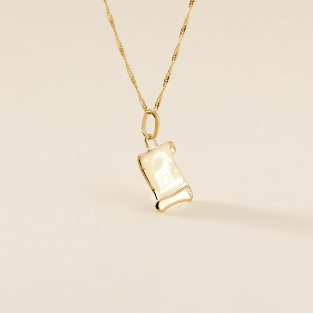 Marc Orian Pendentifs|Pendentifs Personnalisés > Pendentif Lamie Zodiaque Parchemin Or Jaune
