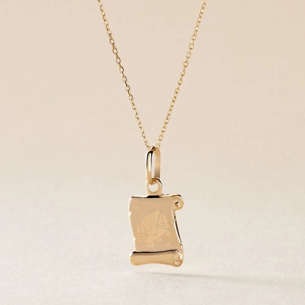 Marc Orian Pendentifs|Pendentifs Personnalisés > Pendentif Lamie Zodiaque Parchemin Or Jaune