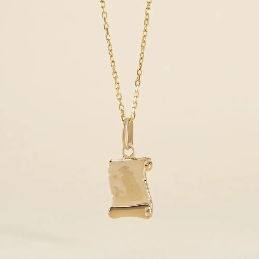 Marc Orian Pendentifs|Pendentifs Personnalisés > Pendentif Lamie Zodiaque Parchemin Or Jaune