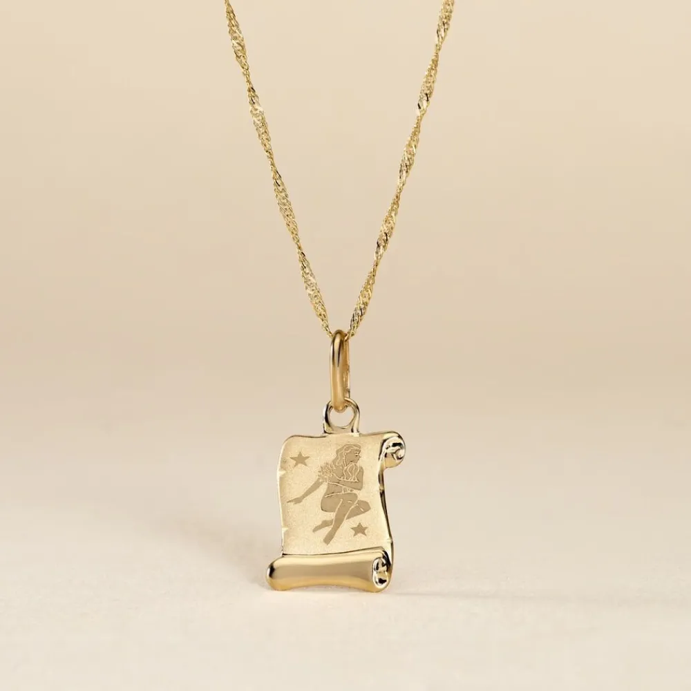 Marc Orian Pendentifs|Pendentifs Personnalisés > Pendentif Lamie Zodiaque Parchemin Or Jaune