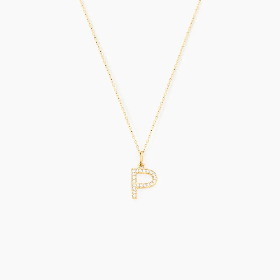 Pendentif Lettre P Or Jaune Oxyde