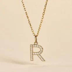 Pendentif Lettre R Or Jaune Oxyde