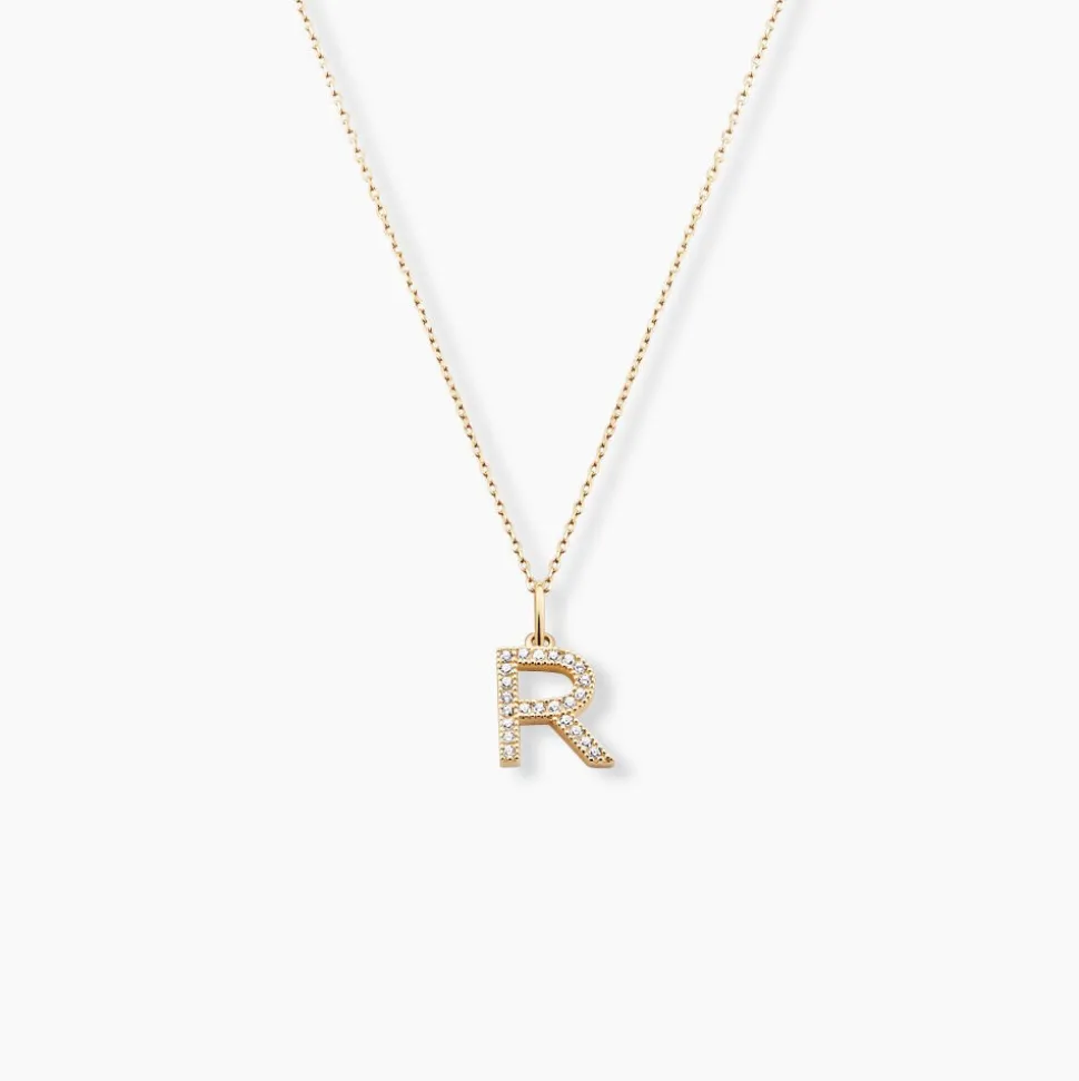 Pendentif Lettre R Or Jaune Oxyde