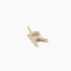Pendentif Lettre R Or Jaune Oxyde