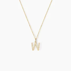 Pendentif Lettre W Or Jaune Oxyde