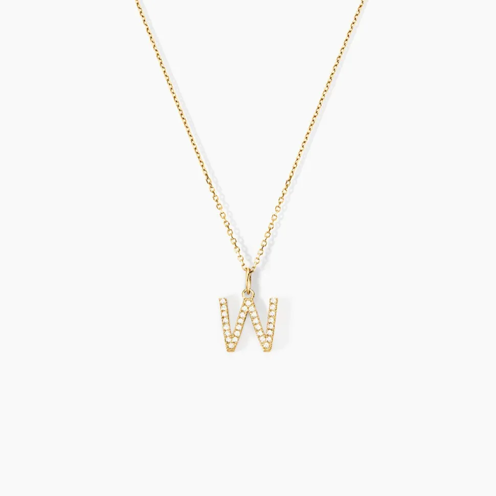 Pendentif Lettre W Or Jaune Oxyde
