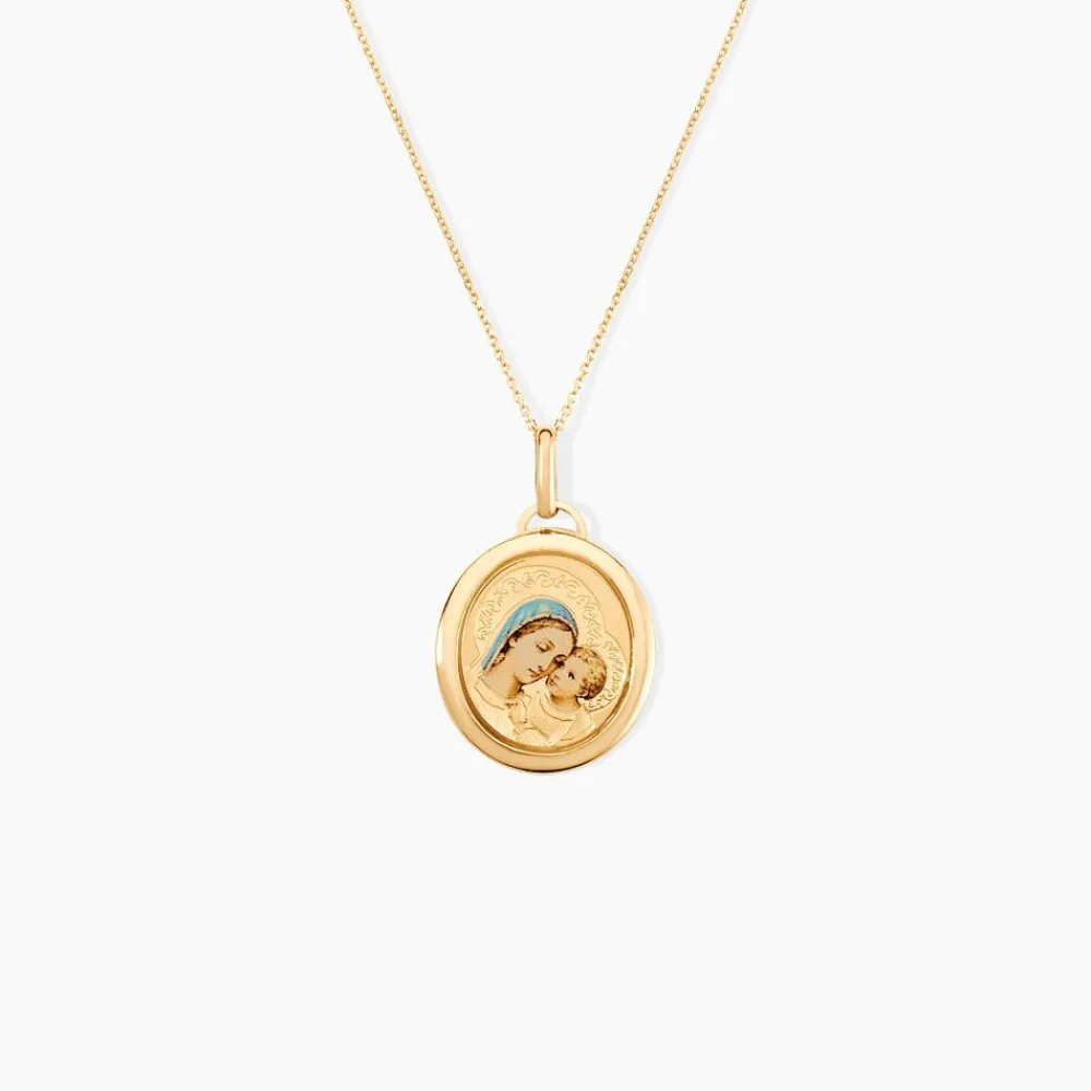 Marc Orian Pendentifs|Bijoux Homme > Pendentif Maryame Vierge A L'enfant Ovale Or Jaune