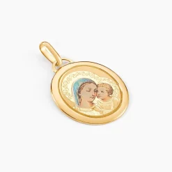 Marc Orian Pendentifs|Bijoux Homme > Pendentif Maryame Vierge A L'enfant Ovale Or Jaune
