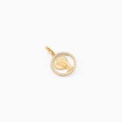 Marc Orian Bijoux Zirconium|Pendentifs > Pendentif Mary Vierge Rond Diamante Or Jaune Oxyde De Zirconium
