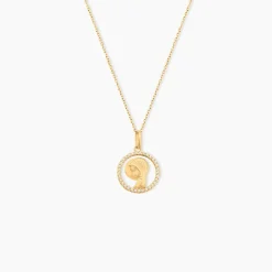Marc Orian Bijoux Zirconium|Pendentifs > Pendentif Mary Vierge Rond Diamante Or Jaune Oxyde De Zirconium