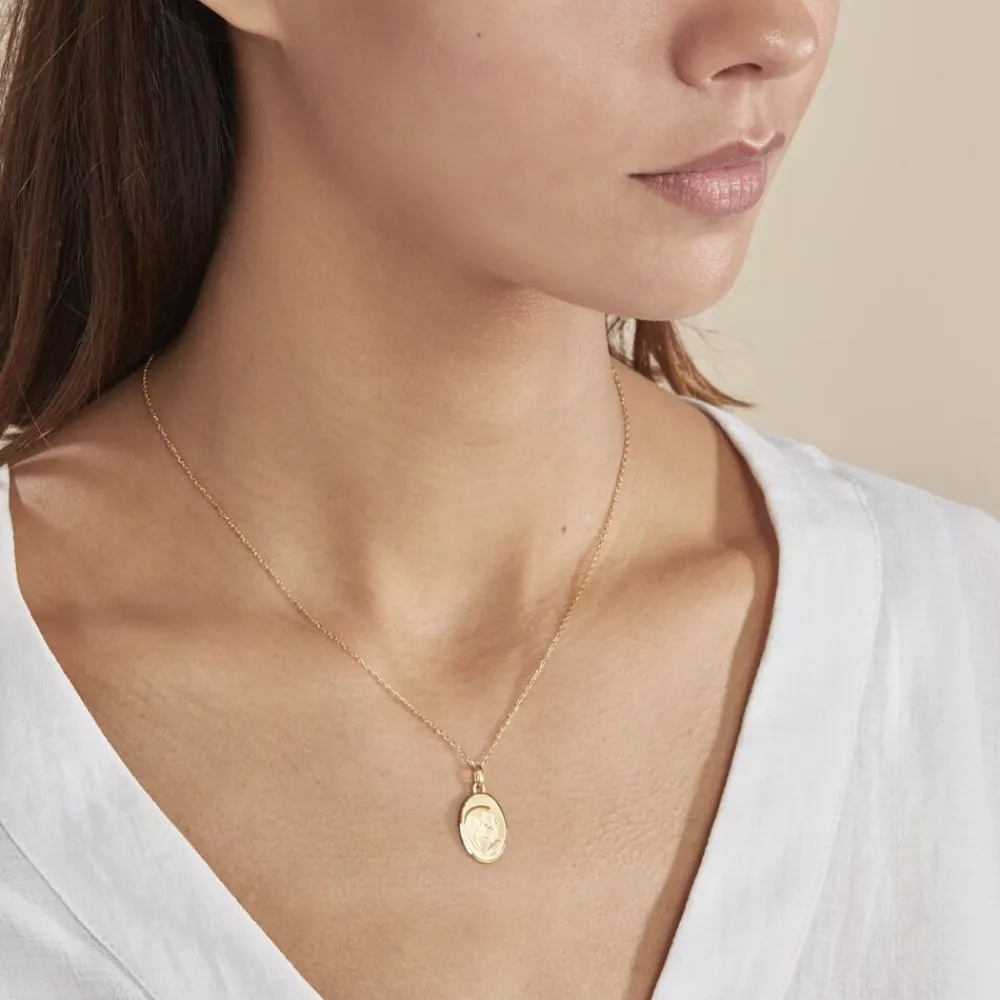 Marc Orian Pendentifs|Pendentifs Personnalisés > Pendentif Vierge Ovale Or Jaune