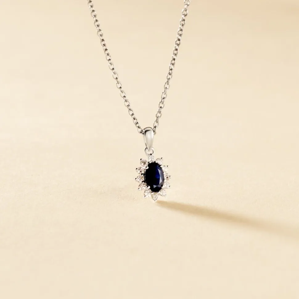 Pendentif Vladimir Or Blanc Saphir Diamants