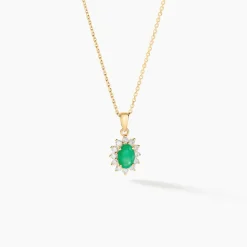 Pendentif Vladimir Or Jaune Emeraude Diamants