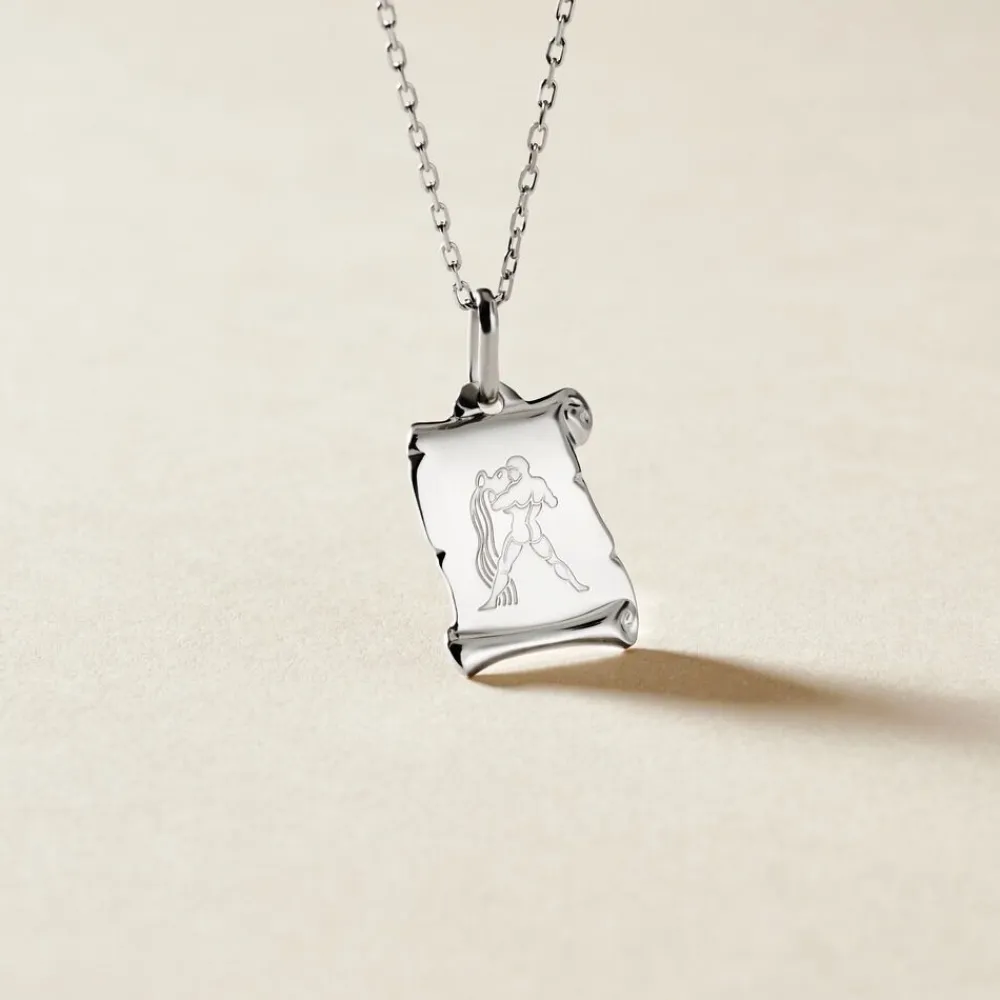 Marc Orian Pendentifs|Pendentifs Personnalisés > Pendentif Zodiaque Parchemin Argent Blanc