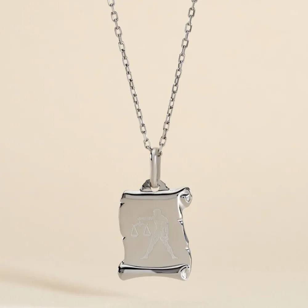 Marc Orian Pendentifs|Pendentifs Personnalisés > Pendentif Zodiaque Parchemin Argent Blanc