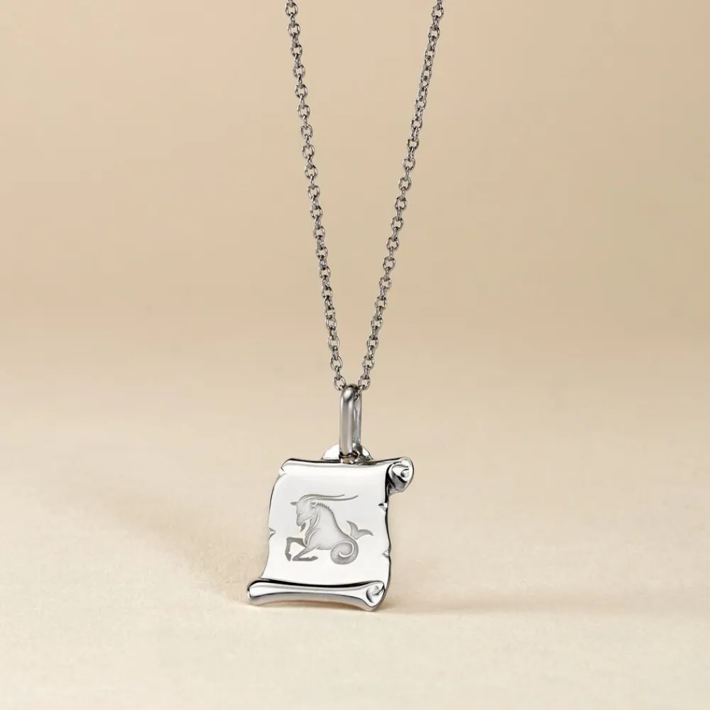 Marc Orian Pendentifs|Pendentifs Personnalisés > Pendentif Zodiaque Parchemin Argent Blanc