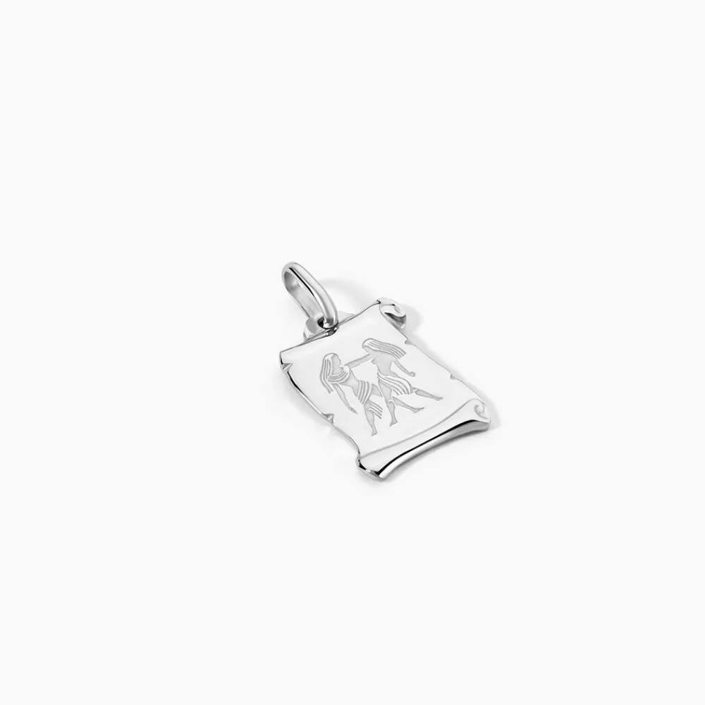 Marc Orian Pendentifs|Pendentifs Personnalisés > Pendentif Zodiaque Parchemin Argent Blanc
