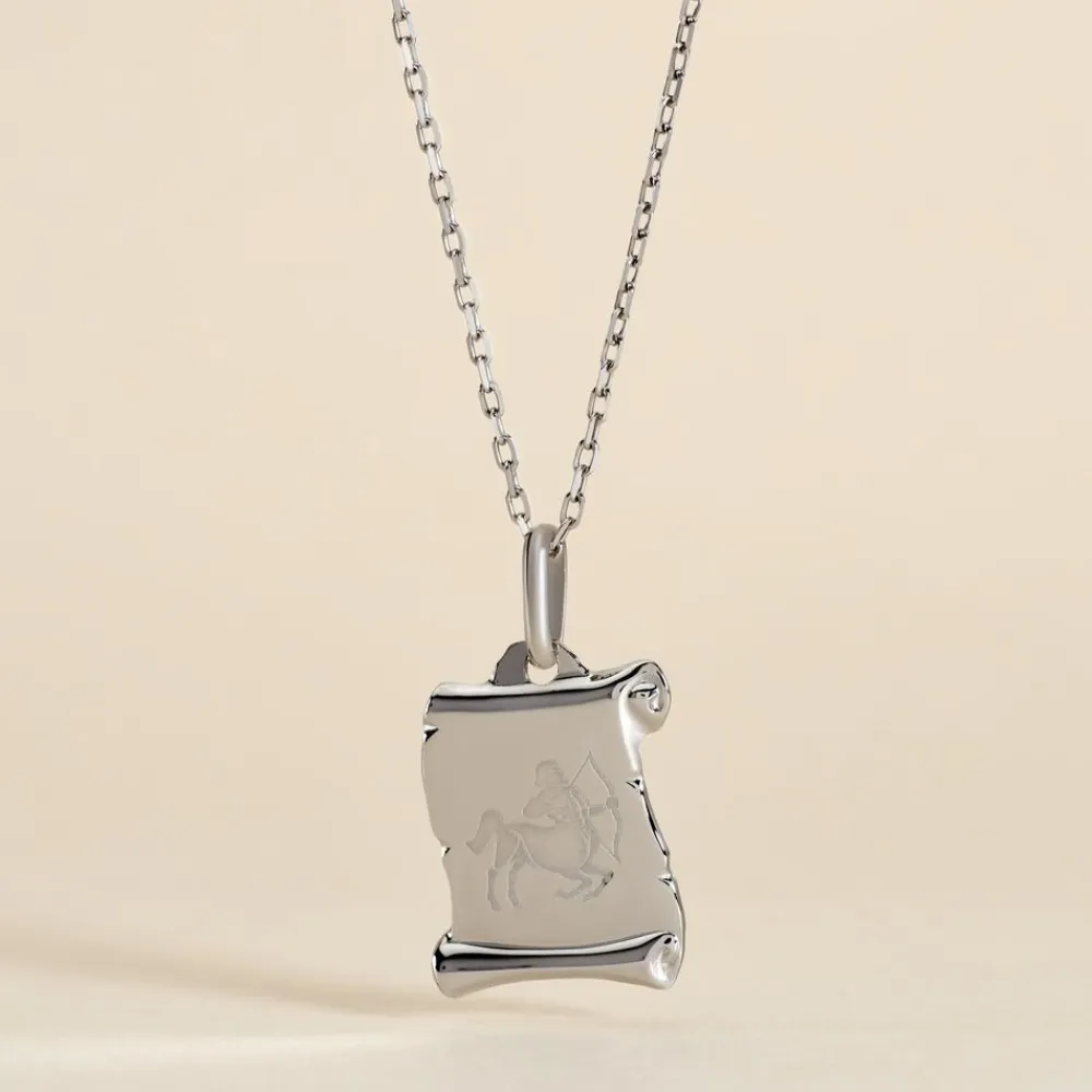Marc Orian Pendentifs|Pendentifs Personnalisés > Pendentif Zodiaque Parchemin Argent Blanc