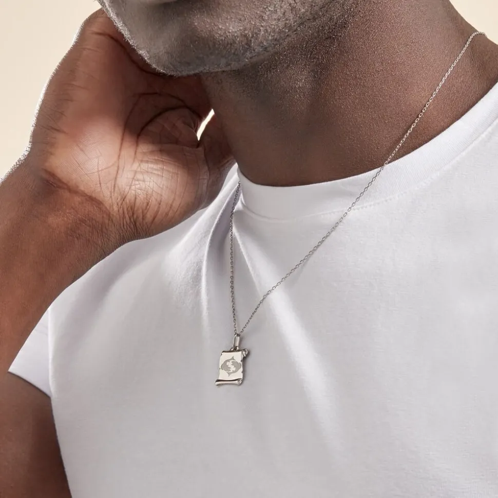 Pendentif Zodiaque Parchemin Argent Blanc