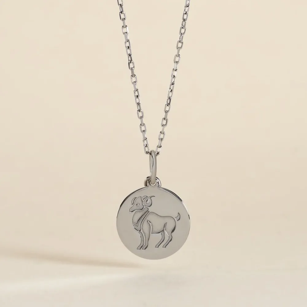 Marc Orian Pendentifs|Pendentifs Personnalisés > Pendentif Zodiaque Rond Argent Blanc