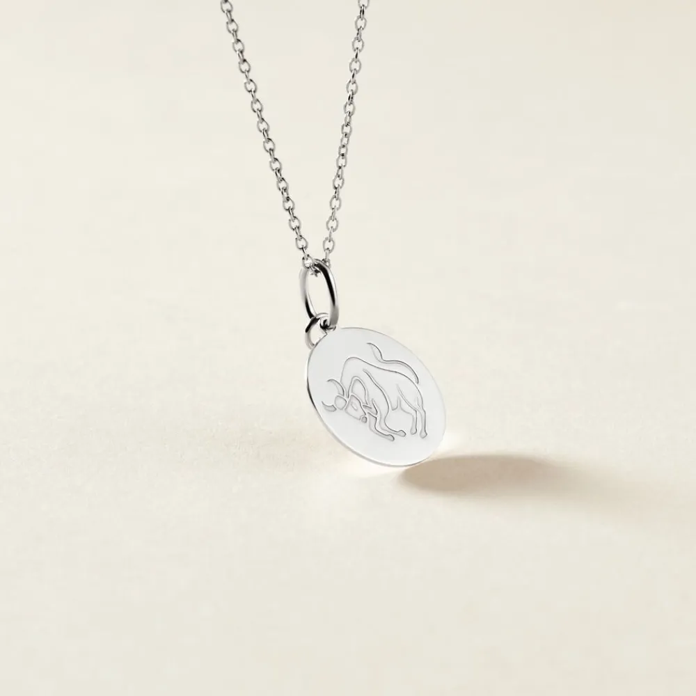 Marc Orian Pendentifs|Pendentifs Personnalisés > Pendentif Zodiaque Rond Argent Blanc