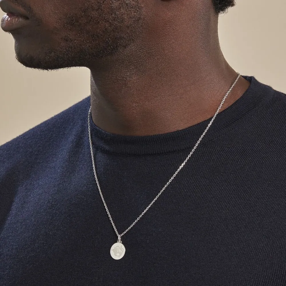 Marc Orian Pendentifs|Pendentifs Personnalisés > Pendentif Zodiaque Rond Argent Blanc