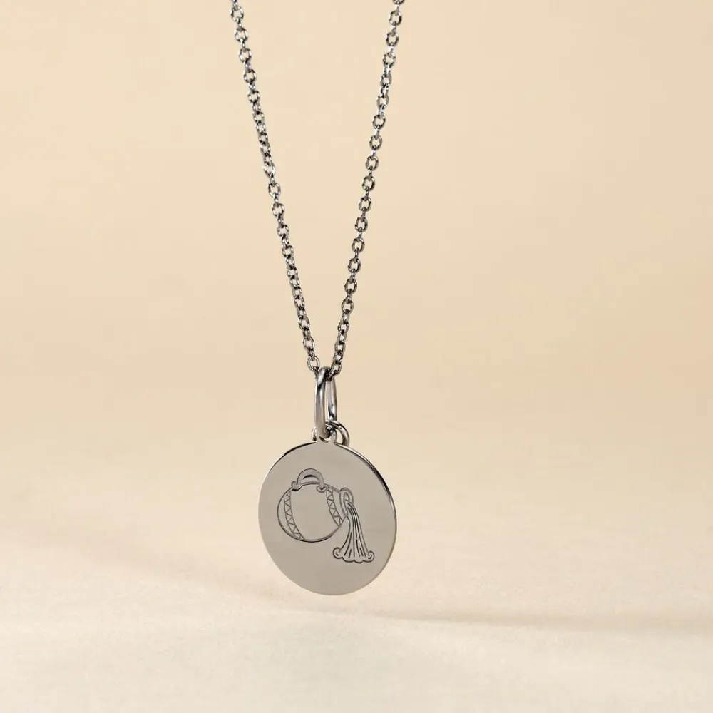Marc Orian Pendentifs|Pendentifs Personnalisés > Pendentif Zodiaque Rond Argent Blanc