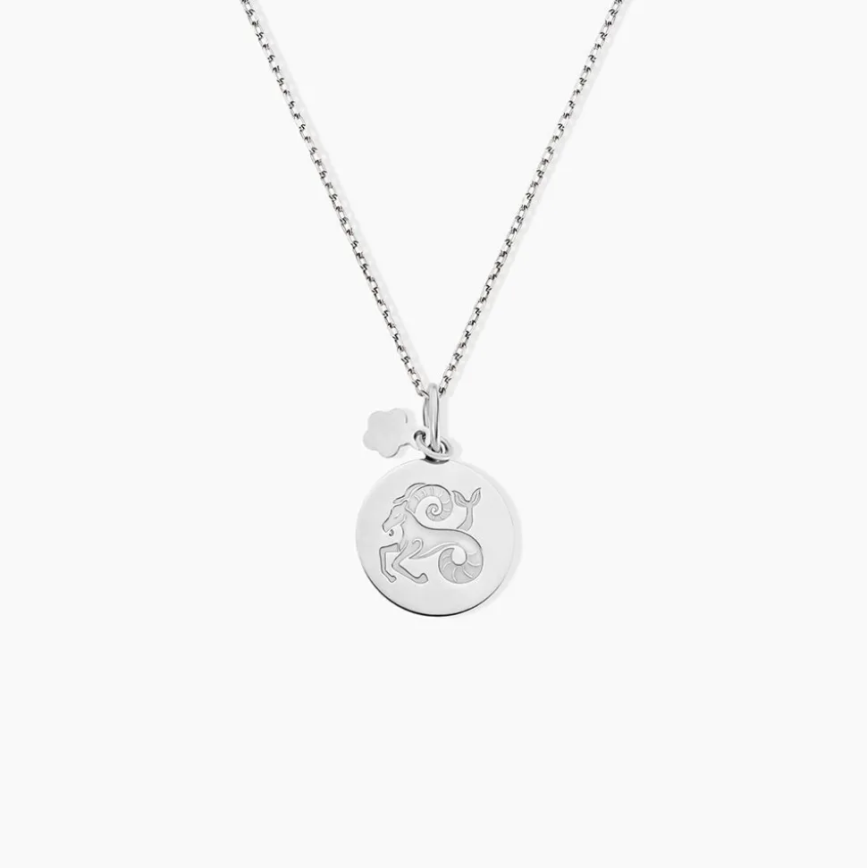 Pendentif Zodiaque Rond Argent Blanc