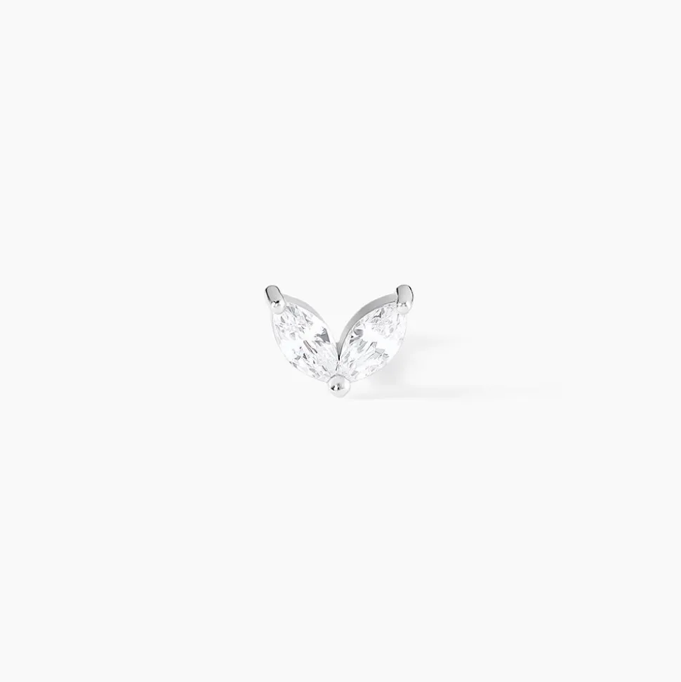 Piercing D'oreille Unitaire Argent Blanc Enyo Oxyde De Zirconium
