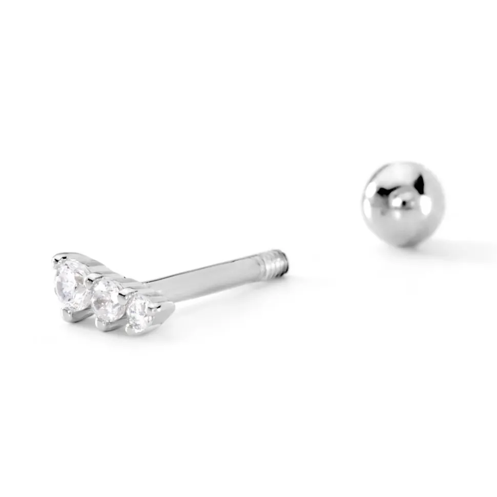 Piercing D'oreille Unitaire Delphie Argent Blanc Oxyde De Zirconium