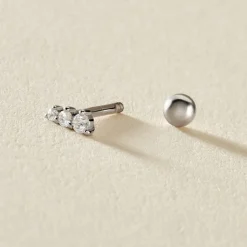 Piercing D'oreille Unitaire Delphie Argent Blanc Oxyde De Zirconium
