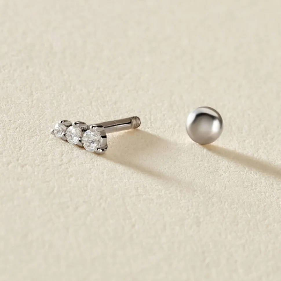 Piercing D'oreille Unitaire Delphie Argent Blanc Oxyde De Zirconium