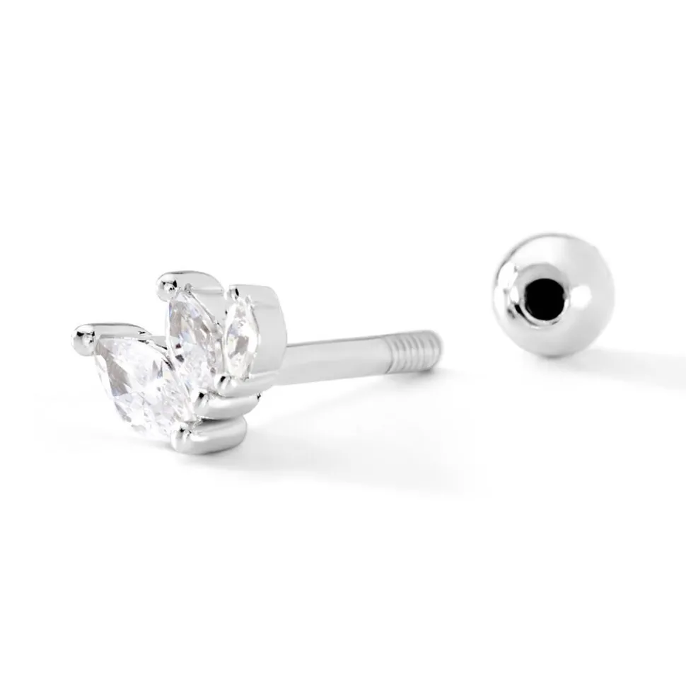 Piercing D'oreille Unitaire Verona Argent Blanc Oxyde De Zirconium