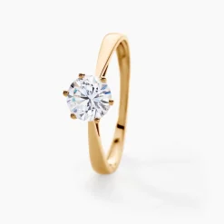Solitaire Or Jaune Laurian Oxyde De Zirconium Blanc